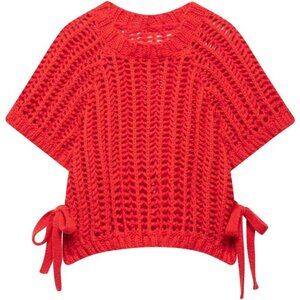 Women's Lightweight Cropped Knit Sweater Vest with Side Bow - Versatile Fashion